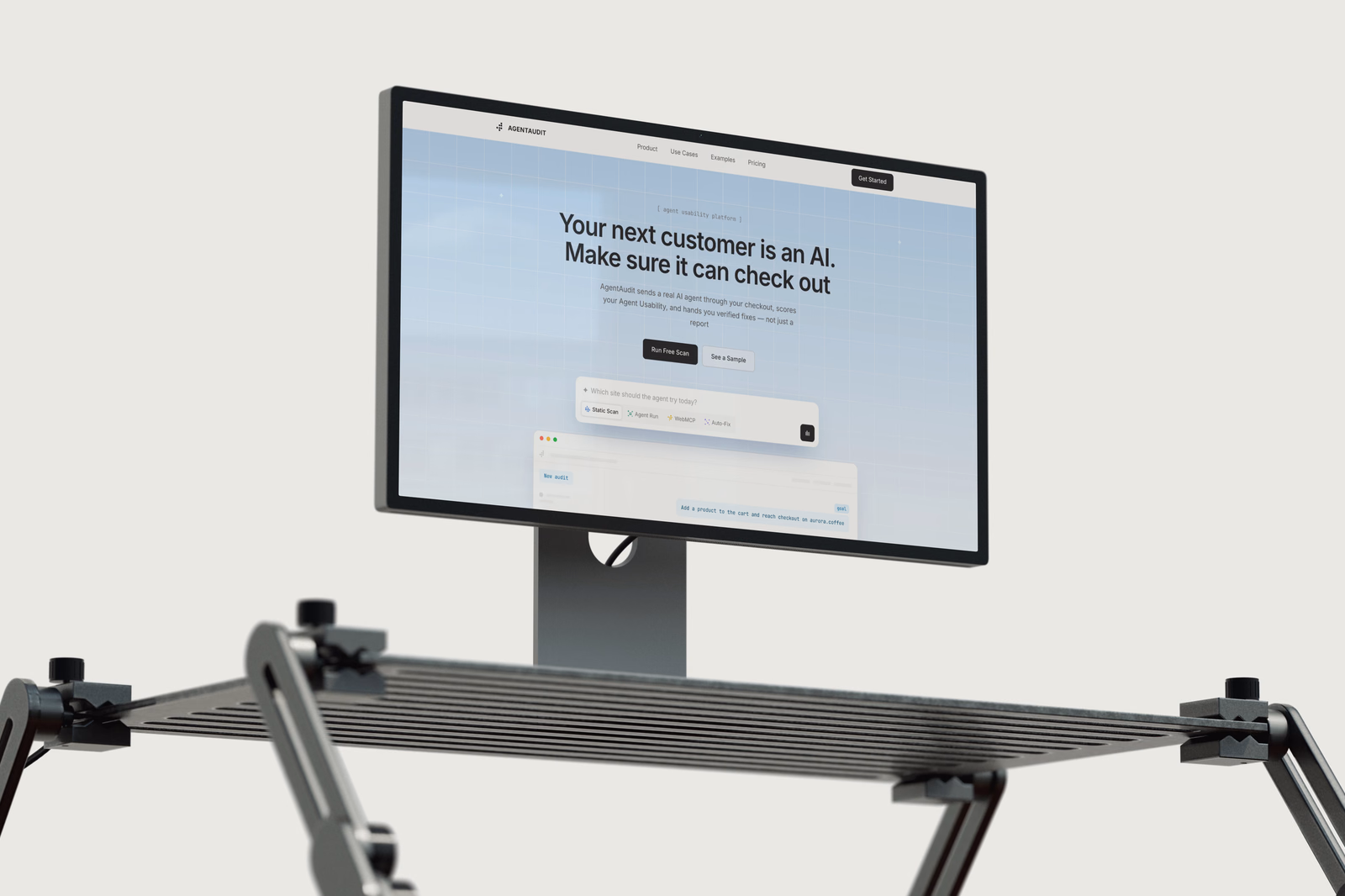 The AgentAudit landing page: Your next customer is an AI, make sure it can check out