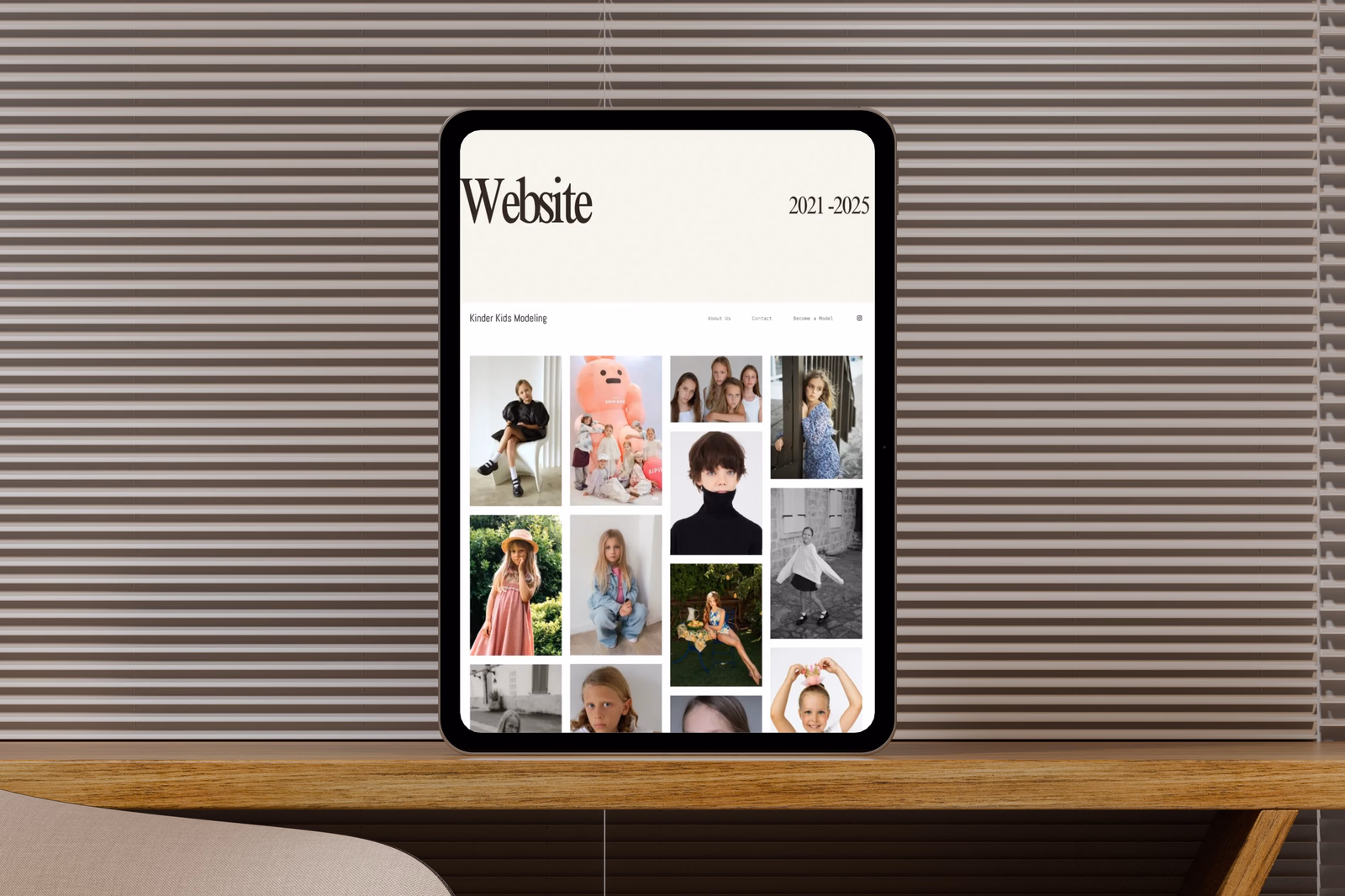 A child's portfolio gallery, photos organised by shoot