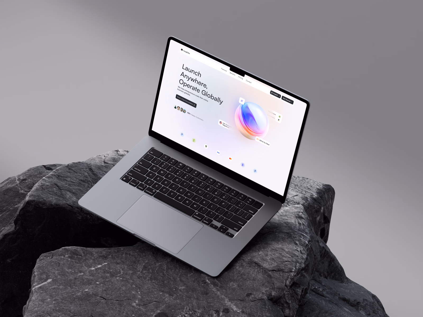 The site on a laptop